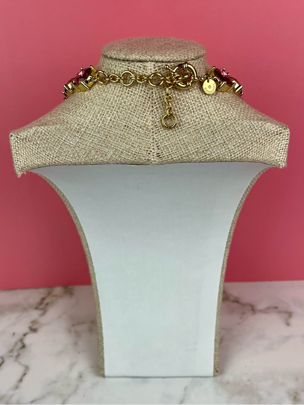 TALBOTS Fuchsia Pink Crystal Riviere Statement Necklace - Picture 2 of 4